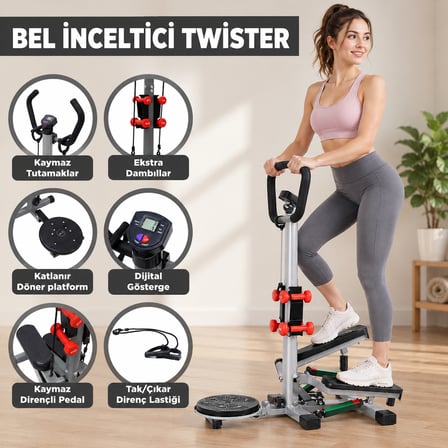 Missidea Relaxus  Dikey Eliptik Stepper Ev Egzersiz Aleti Dirençli İpli Vücut Destekli Gösterge