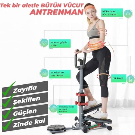 Missidea Relaxus  Dikey Eliptik Stepper Ev Egzersiz Aleti Dirençli İpli Vücut Destekli Gösterge