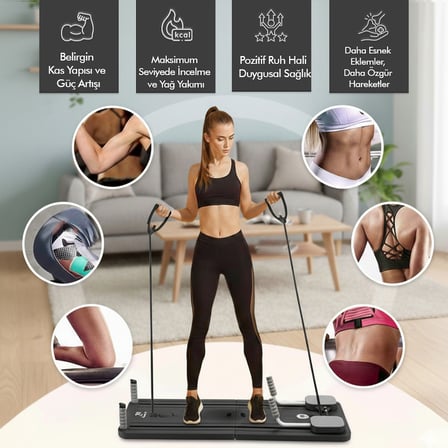 Missidea Relaxus Çok Fonksiyonlu Egzersiz Aleti, Pilates Reformer, Direnç Bantlı, Ev Tipi Istasyon