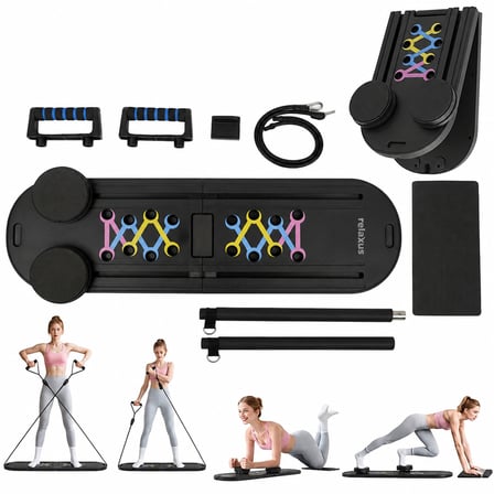 Missidea Çok Fonksiyonlu Siyah Pilates ve Fitness Tahtası – Direnç Bantlı Karın, Kol, Sırt ve Core Egzersiz Aleti