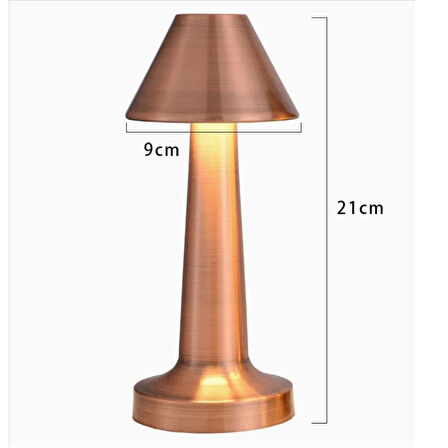 BUFFER® Çatı Model Bronz Renk Şarjlı Dokunmatik 3 Renkli LED Masa Lambası