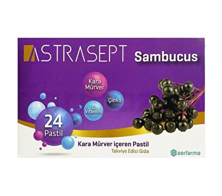 Astrasept Sambucus Kara Mürver İçeren Pastil 24'lü