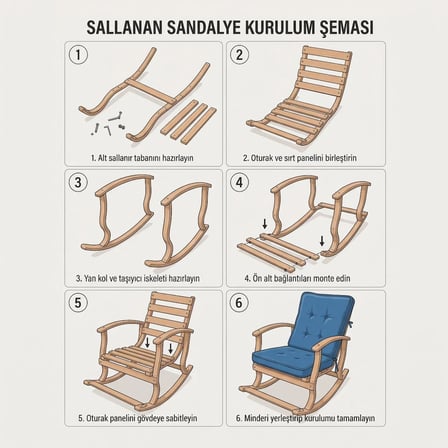Salın Minderli Ahşap Sallanan Sandalye - Dinlenme Sandalyesi