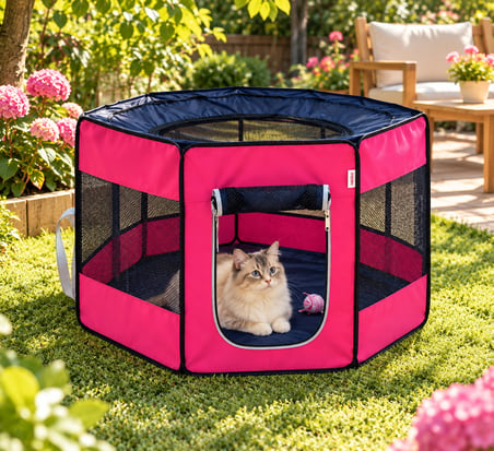 Missidea Pawingo Pembe Kedi ve Köpek Doğum Çadırı Katlanabilir Pet Oyun Alanı ve Yuvası