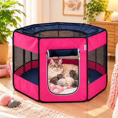 Missidea Pawingo Pembe Kedi ve Köpek Doğum Çadırı Katlanabilir Pet Oyun Alanı ve Yuvası