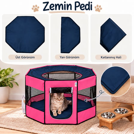 Missidea Pawingo Pembe Kedi ve Köpek Doğum Çadırı Katlanabilir Pet Oyun Alanı ve Yuvası