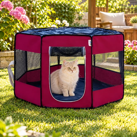 Missidea Pawingo Bordo Kedi ve Köpek Doğum Çadırı Katlanabilir Pet Oyun Alanı ve Yuvası
