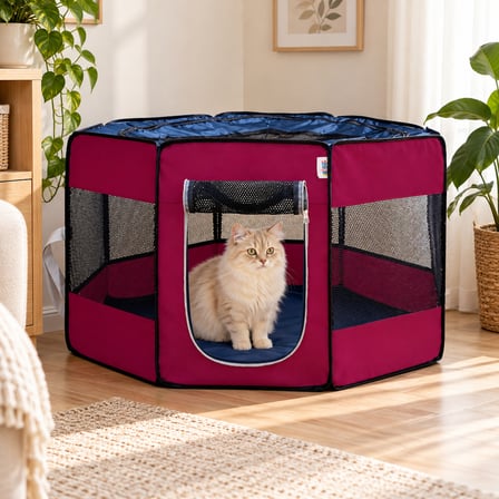 Missidea Pawingo Bordo Kedi ve Köpek Doğum Çadırı Katlanabilir Pet Oyun Alanı ve Yuvası