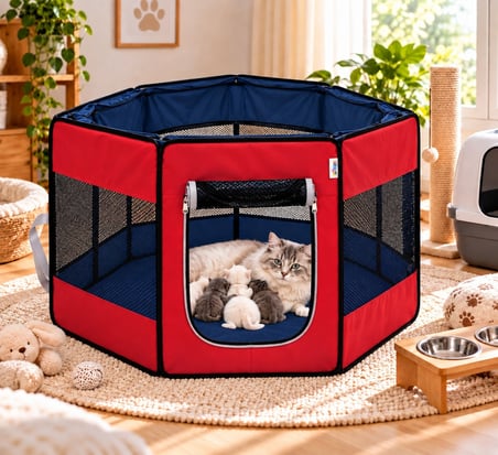 Missidea Pawingo Kırmızı Kedi ve Köpek Doğum Çadırı Katlanabilir Pet Oyun Alanı ve Yuvası