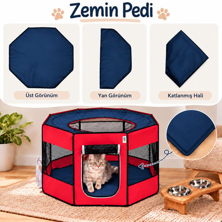 Missidea Pawingo Kırmızı Kedi ve Köpek Doğum Çadırı Katlanabilir Pet Oyun Alanı ve Yuvası