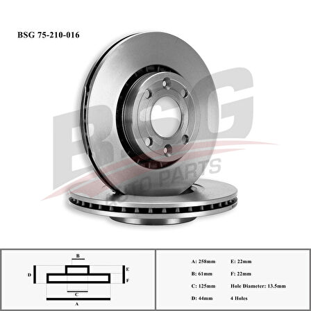 Renault Fren Diski Ön - Adet Fiyatıdır Kutu İçi 2 Adet (258mm 4 Bijon) - Bsg 75-210-016