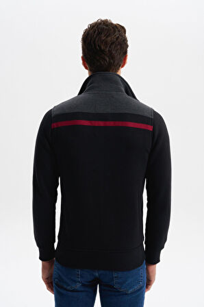 Arma Erkek Slim Fit Örme Basic 3 İplik Şardonlu Dik Yaka Tam Fermuar Mont – %70 Pamuk %30 Polyester K4MYO9378 