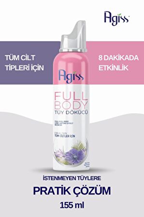 Agiss Full Body Tüm Vücut Tüy Dökücü, Tüy Azaltıcı Ve Tüy Geciktirici Köpük Tüy Dökücü Sprey 155ml