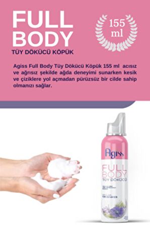 Agiss Full Body Tüm Vücut Tüy Dökücü, Tüy Azaltıcı Ve Tüy Geciktirici Köpük Tüy Dökücü Sprey 155ml