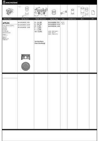 Opel Motor Piston+segmanı ( Riken )  79,01+0,50mm Cap Astra H Astra J İnsignia 1.6 Cruze 1.6 Z16xer-A16xe - Kingpiston 18-3010413