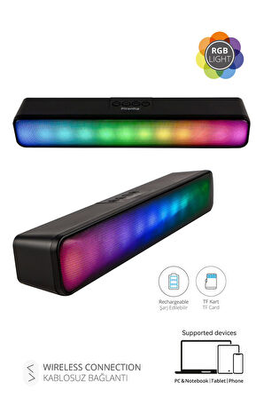 7880 Kablosuz Bluetooth Rgb Led Işıklı Tws Hoparlör / Aux-usb-tf Kart Girişi / Şarj Edilebilir