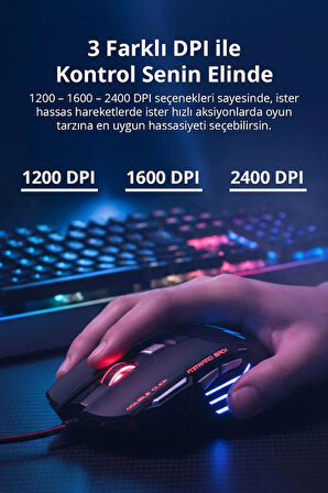 X7 Gaming Mouse Kumaş Kablo 7 Tuşlu Oyuncu Mouse