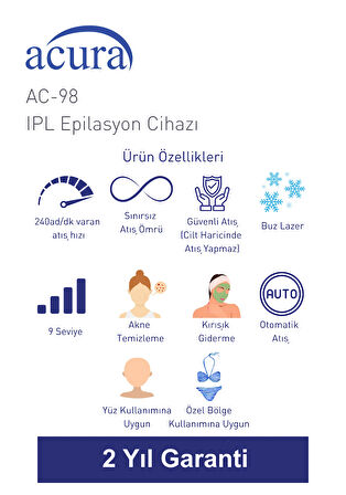 AC-98 Ultra Hızlı, Sınırsız Atışlı Buz Lazer IPL Lazer Epilasyon Cihazı