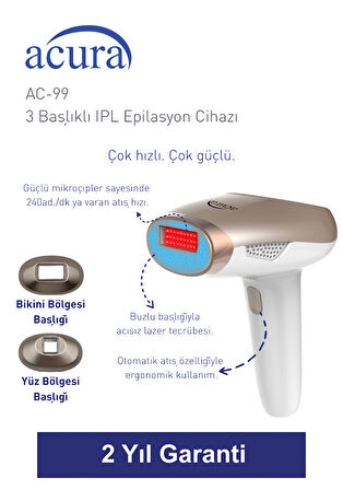 AC-99 Ultra Hızlı, 2 Başlıklı Sınırsız Atışlı Buz Lazer IPL Lazer Epilasyon Cihazı