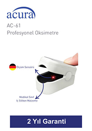 Acura AC-61 ÜTS Kayıtlı, OLED Ekranlı Profesyonel Pulse Oksimetre