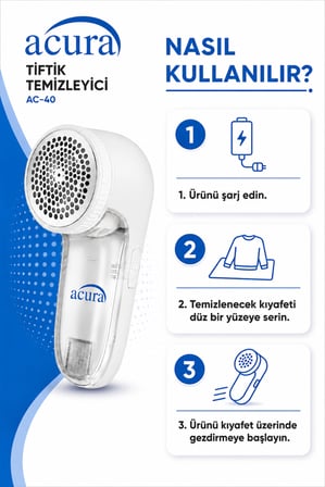 AC-40 6 Bıçaklı Şarjlı Tüy ve Tiftik Temizleyici