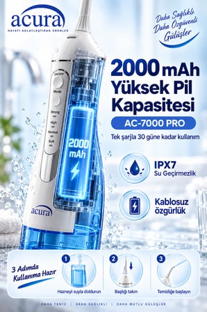 Acura AC-7000 PRO Profesyonel Şarjlı Ağız Duşu