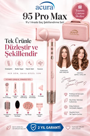 ACURA AC-95 PRO MAX 9’u 1 Arada Profesyonel Saç Şekillendirme Seti
