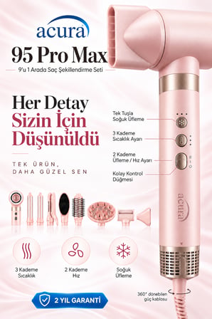 ACURA AC-95 PRO MAX 9’u 1 Arada Profesyonel Saç Şekillendirme Seti