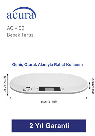 Acura AC-52 CE Onaylı 20KG Kapasiteli Dijital Bebek Tartısı
