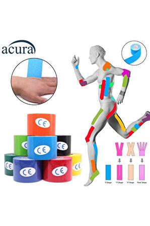 Ac-150 Yüz & Vücut Uyumlu Hipoalerjenik Kinesyo Tape Ağrı Bandı 5m X 5cm Turuncu Renk 1 Beden