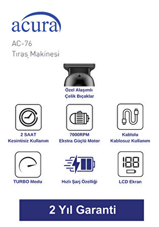 Acura AC-76 Lazer Epilasyon Öncesi Tüm Vücut Tıraş Makinesi