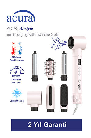 AC-95 Airstyle Negatif İyonlu 6in1 Saç Şekillendirme ve Kurutma Seti