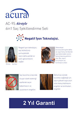 AC-95 Airstyle Negatif İyonlu 6in1 Saç Şekillendirme ve Kurutma Seti