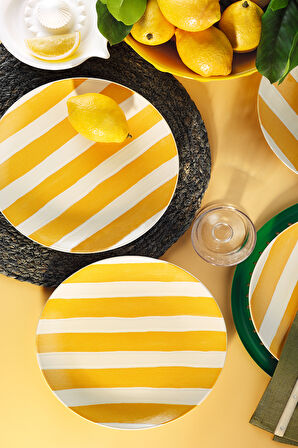 Kütahya Porselen Ocean Line 4 Parça 25 Cm Servis Tabağı Sarı