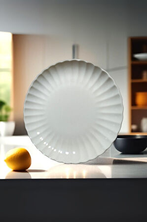 Kütahya Porselen Bone Luz Form Pasta Takımı 6 Parça 21cm Beyaz BNLZF21DUS600