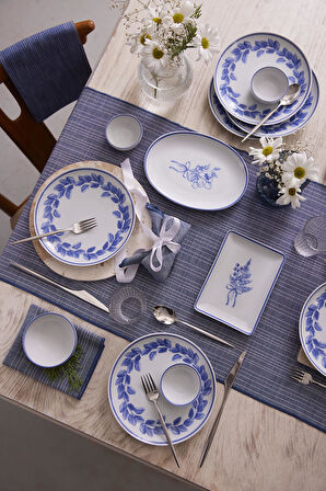 Kütahya Porselen Silva Blu 14 Parça 6 Kişilik Kahvaltı Takımı