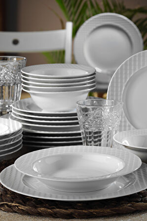 Kütahya Porselen Ekose 24 Parça 6 Kişilik Yemek Seti