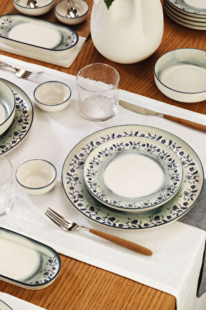 Kütahya Porselen Indigo Bloom 30 Parça 6 Kişilik Yemek Takımı