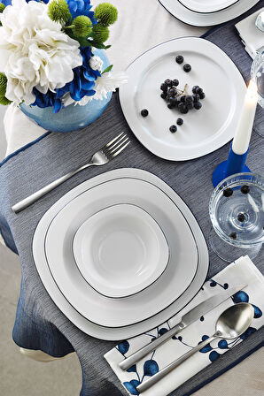 Kütahya Porselen 24 Parça 6 Kişilik Yemek Takımı Lacivert File