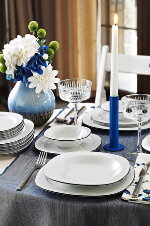 Kütahya Porselen 24 Parça 6 Kişilik Yemek Takımı Lacivert File