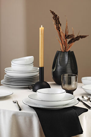 Kütahya Porselen Zeugma 24 Parça 6 Kişilik Yemek Takımı Siyah