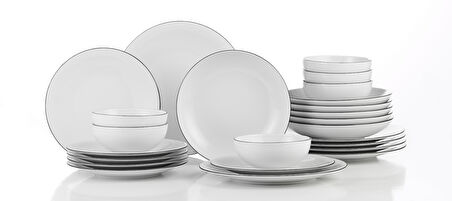 Kütahya Porselen Zeugma 24 Parça 6 Kişilik Yemek Takımı Siyah