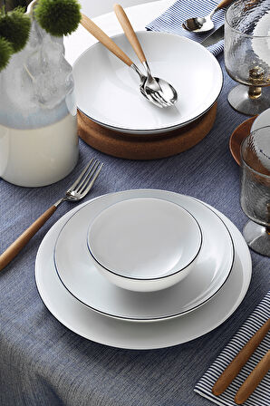 Kütahya Porselen Zeugma 24 Parça 6 Kişilik Yemek Takımı Lacivert