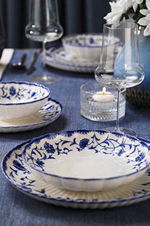 Kütahya Porselen Bone Luz Form 24 Parça 6 Kişilik Yemek Takımı Derun