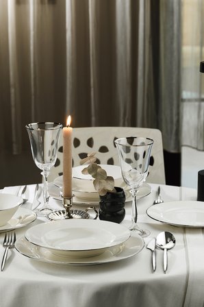 Kütahya Porselen Bone Kalipso 24 Parça 6 Kişilik Yemek Takımı Platin