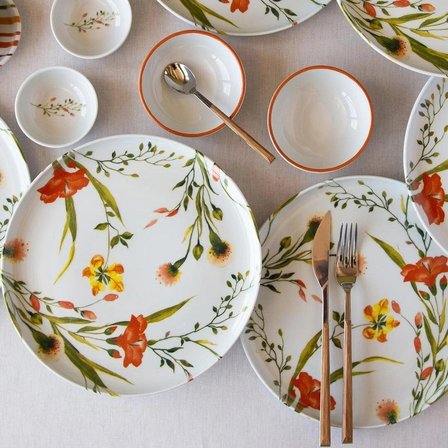 Kütahya Porselen Moderna Fiore 14 Parça 6 Kişilik Kahvaltı Takımı