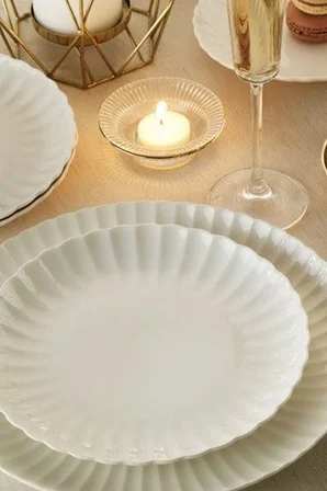 Kütahya Porselen Bone Luz Form 52 Parça 12 Kişilik Yemek Takımı