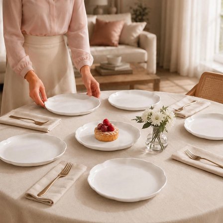 Kütahya Porselen Bone Camila 6 Parça 20 Cm Pasta Tabağı Seti Sade
