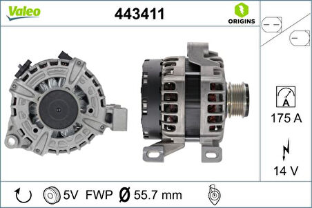 Volvo Alternator Komple Volvo S60 II (134) 2.0 T 12>15 V40 (525, 526) D3-D4 -T4-T5 12> V60 I (155, 157) D4 - Valeo 443411