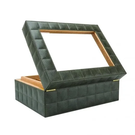 Lubinski Deri Camlı Humidor Puro Kutusu Yeşil 50s LB-012